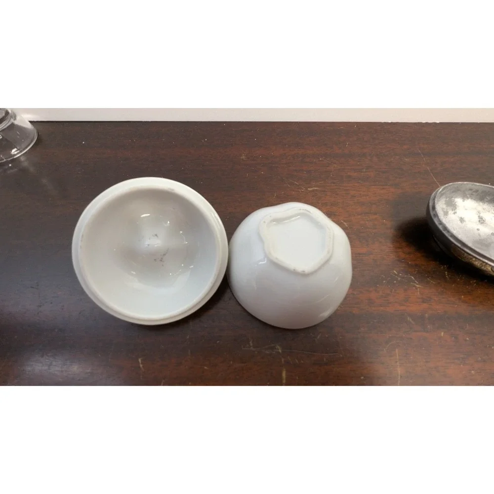 Vintage Trinket Box Lot of‎ 4 Brass Pewter Duck Shell Apple Vanity Decor